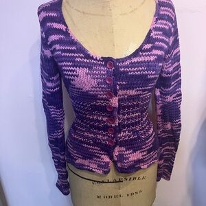 Betsey Johnson Purple and Pink Knit Cardigan